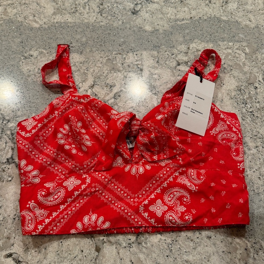 NWT Unique Vintage Bandana Crop Top XS